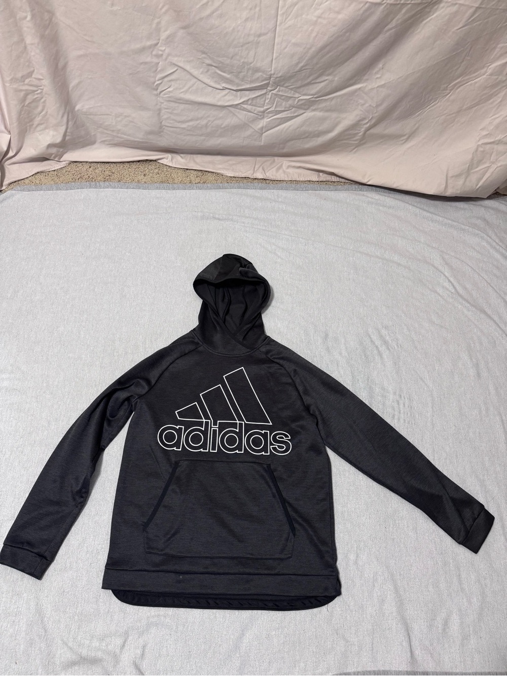 adidas Black Hoodie with White Outline Logo